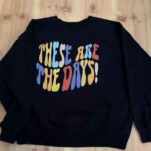 Black Graphic Sweatshirt with Colorful Text